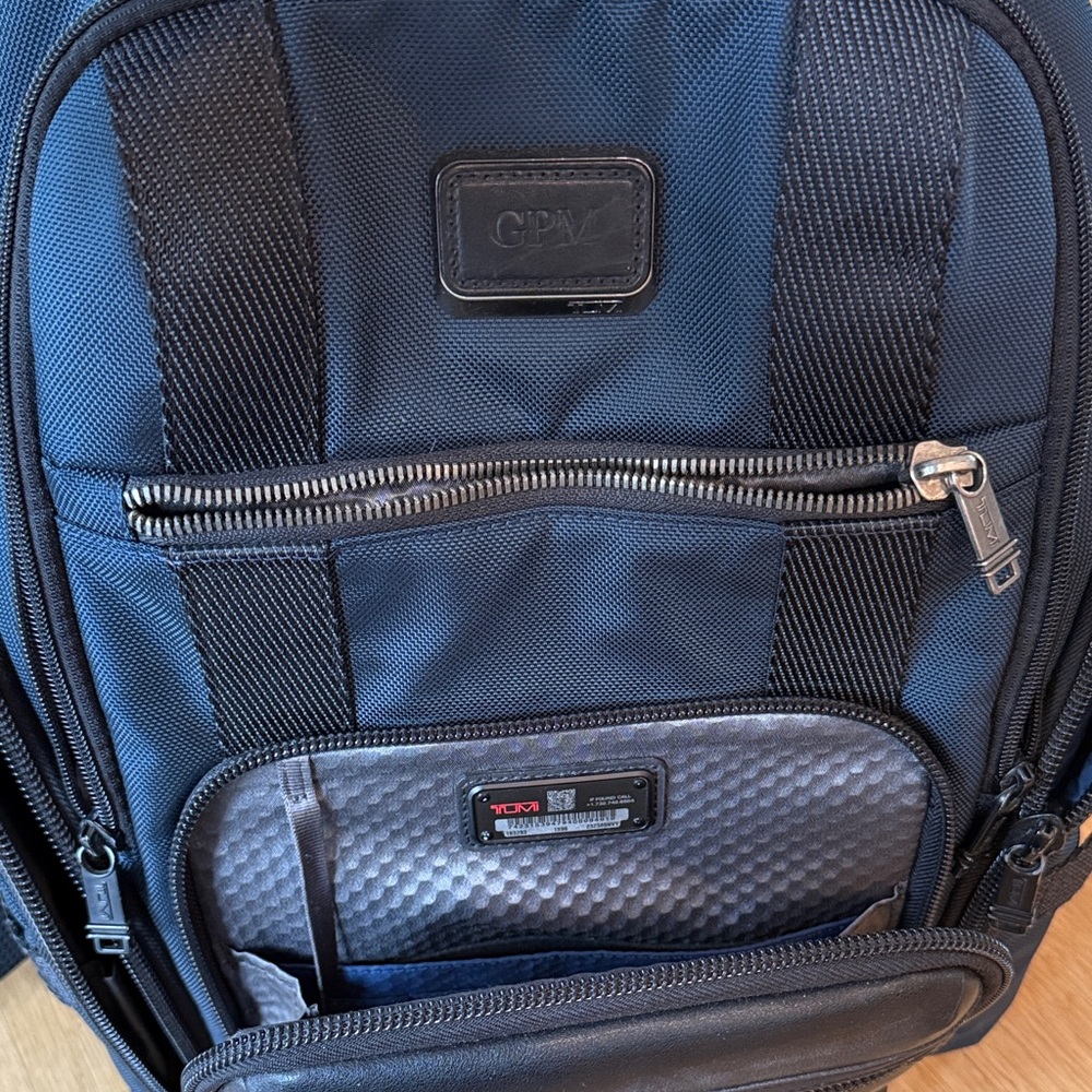 Tumi Black Leather and Fabric Men's Backpack - Picture 2 of 8